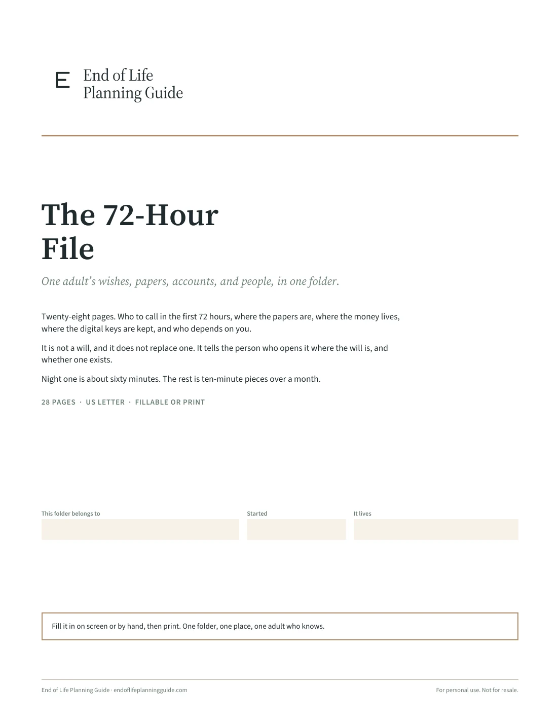 The 72-Hour File, cover